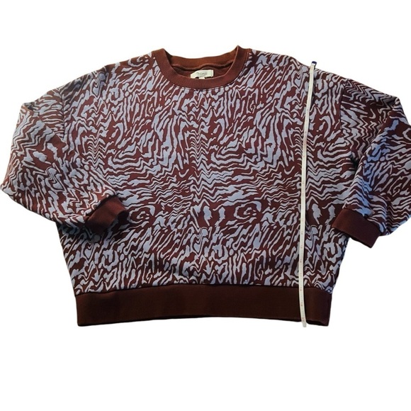MADEWELL WOMEN’S PURPLE OVERSIZED SWEATSHIRT SIZE SMALL WITH ABSTRACT PATTERN - Picture 8 of 11